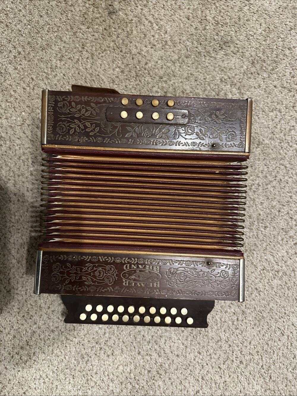 Antique Vintage Accordion Steel Reeds Leather Straps Germany Read Desc Accordian